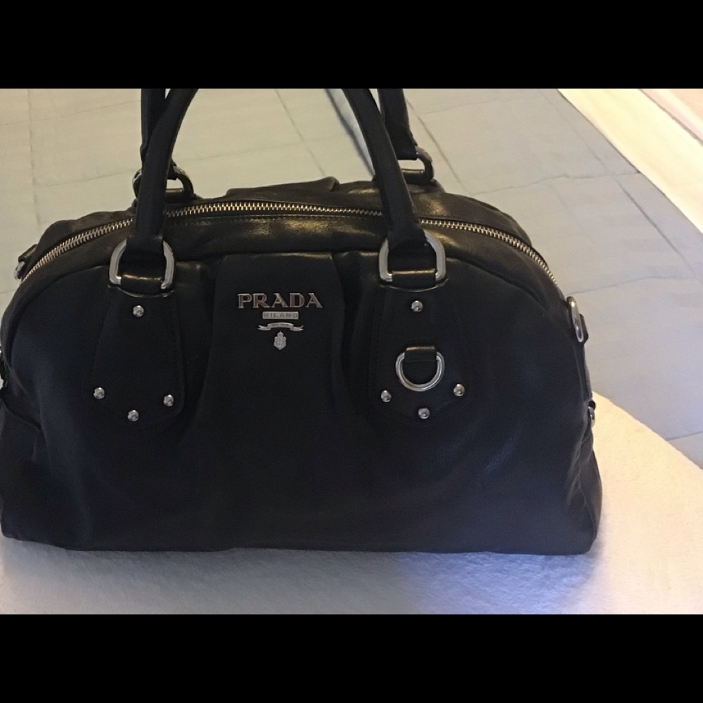 PRADA AUTHENTIC BLACK LEATHER SADLE BAG